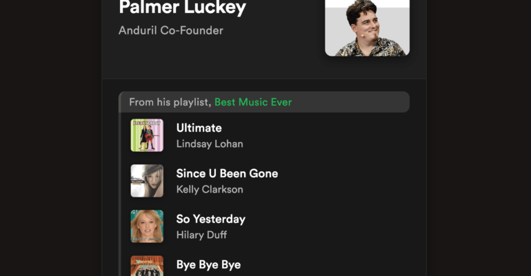 Spotify’s terrible privacy settings just leaked Palmer Luckey’s bops and bangers