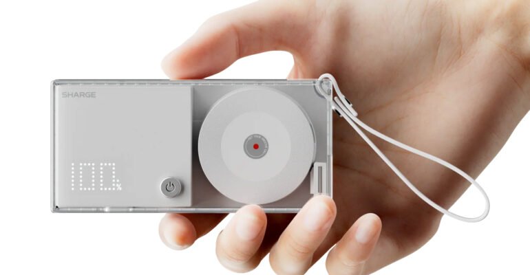 Sharge added a rechargeable battery to its sleek retractable charger