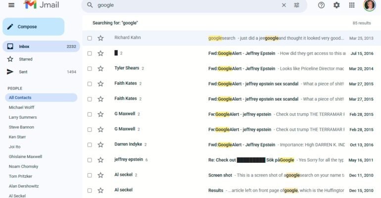 ‘Jmail’ is like any other inbox, except this one has Jeffrey Epstein’s emails