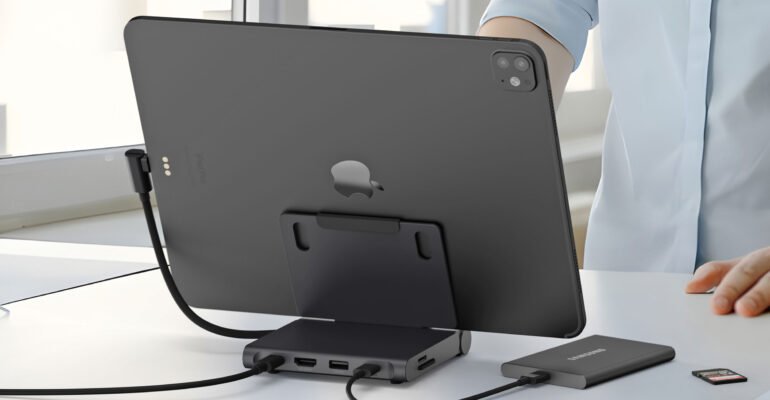 Satechi’s new folding dock adds USB, audio, and video ports to the iPad