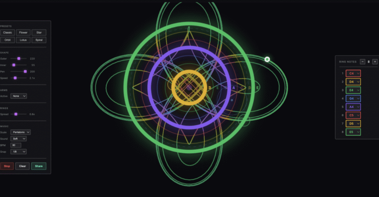 Doodle generative compositions in your browser with Musical Spirograph