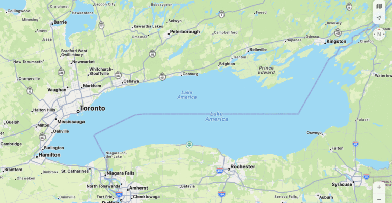 Apple Maps follows Google in renaming Lake Ontario